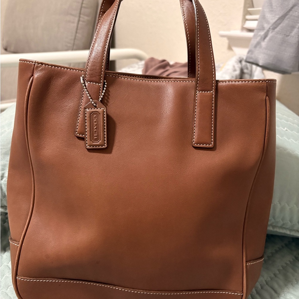 Vintage Coach Tan Leather Shopper Tote 10 X 11